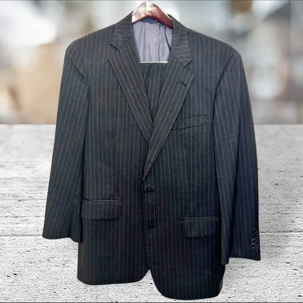 Men’s 40R Brooks Brothers Gray Pinstripe Wool Blazer Jacket 40 Regular